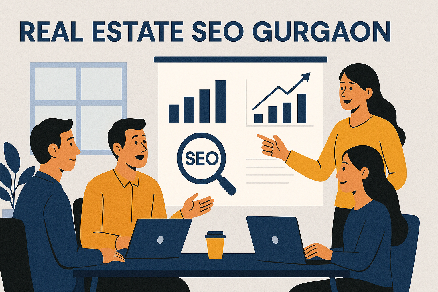 Team implementing real estate SEO Gurgaon