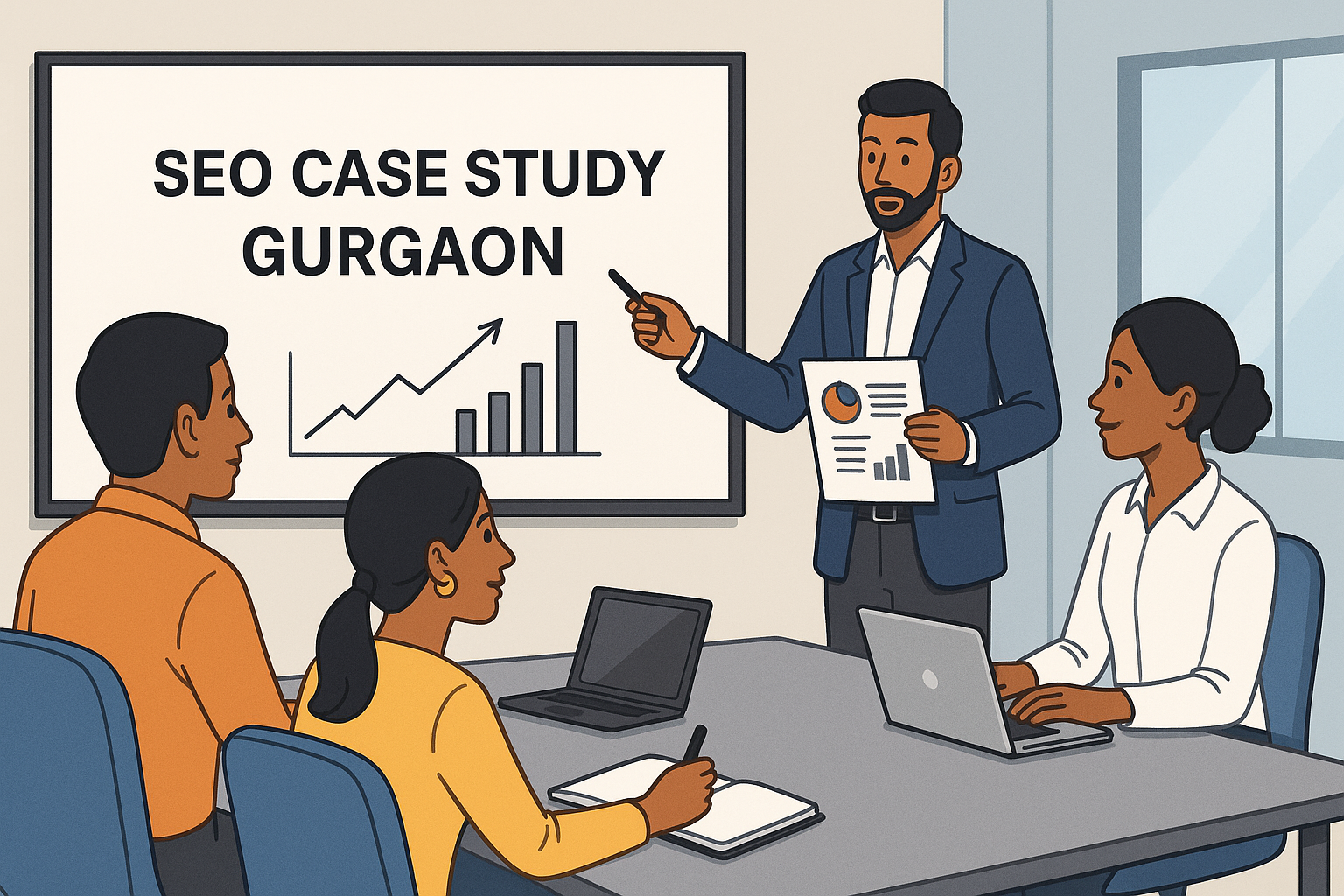Team implementing seo case study gurgaon