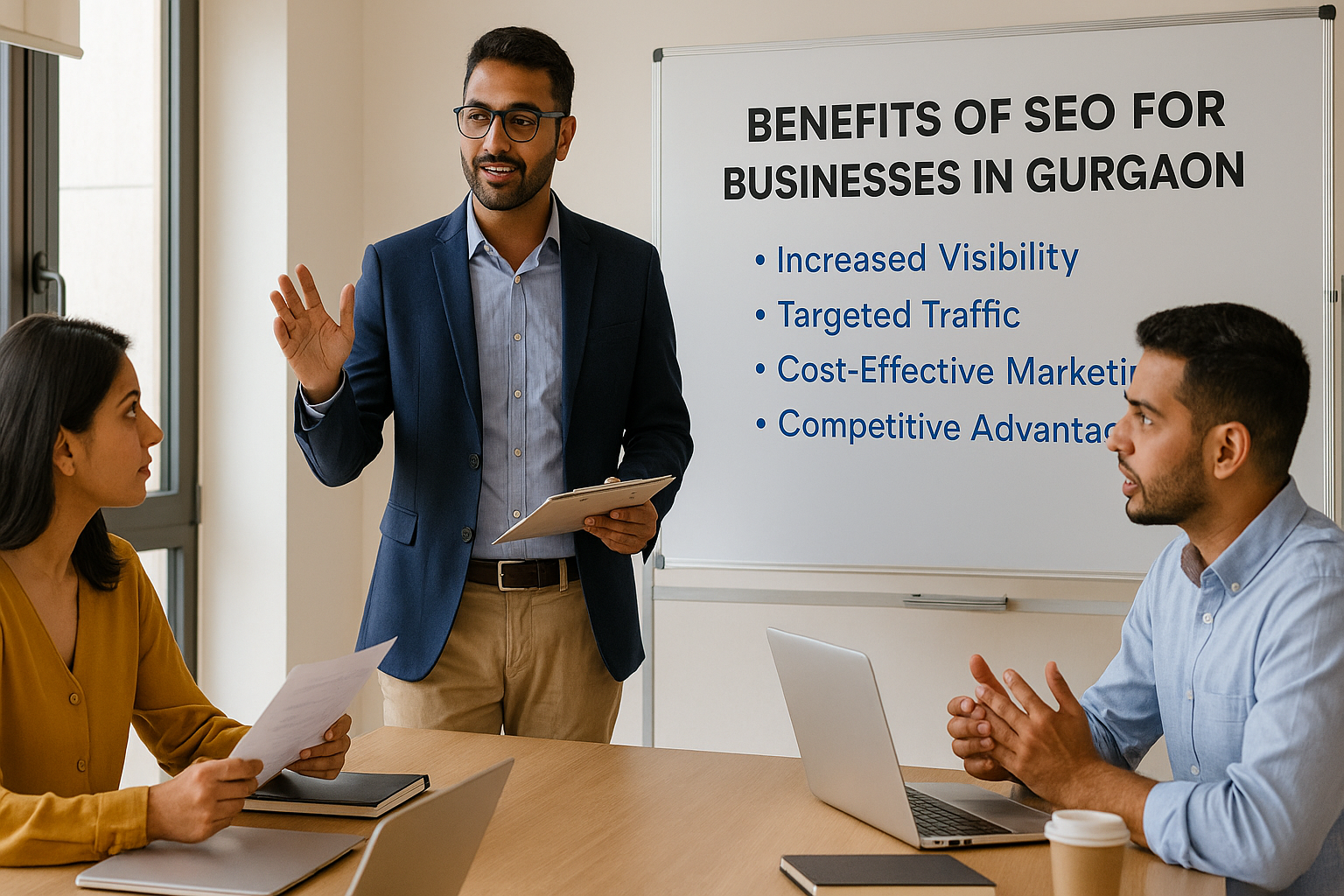Team implementing benefits of SEO for businesses in Gurgaon