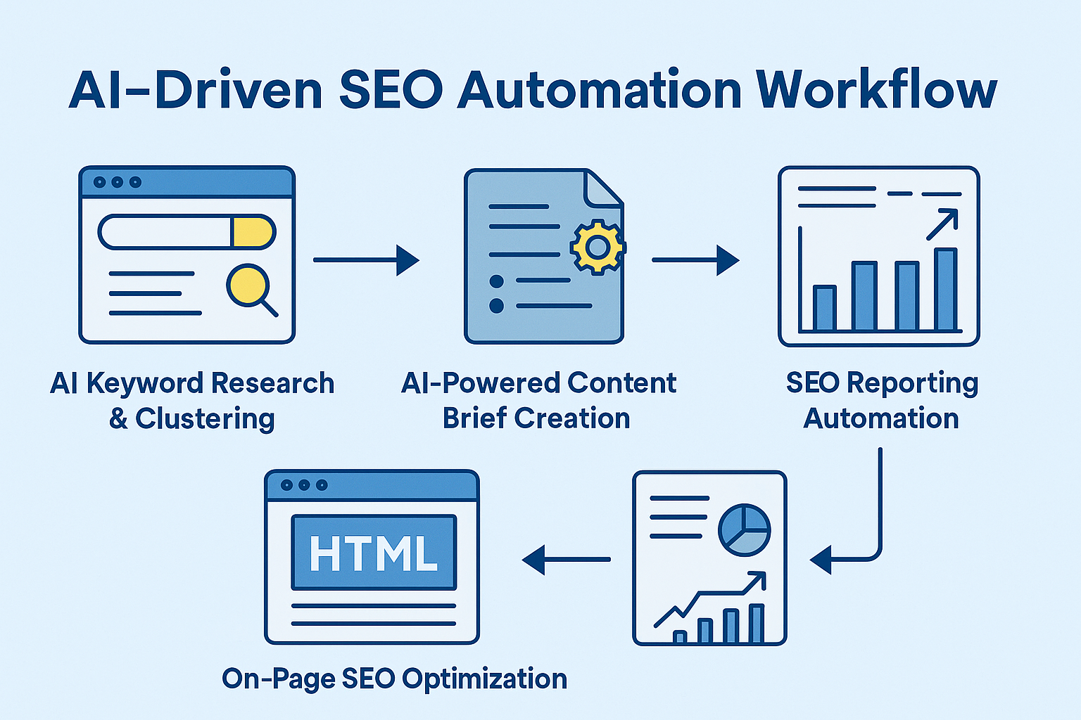 Visual guide to AI-driven SEO automation workflow