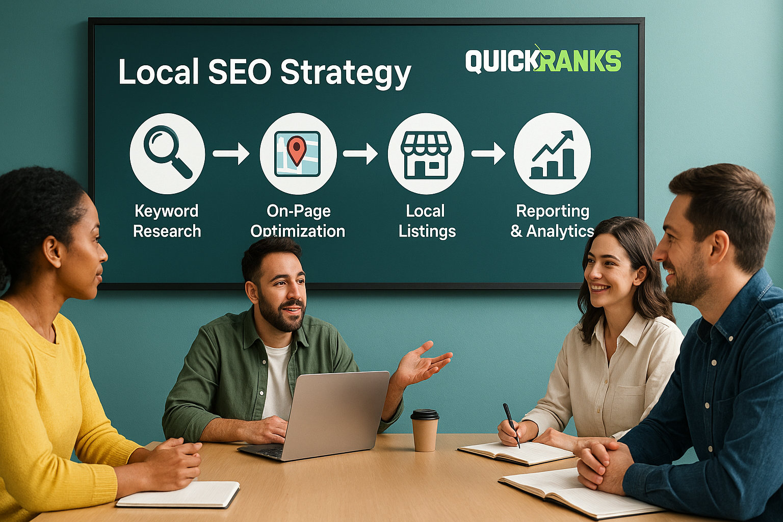 Team implementing local seo services in noida