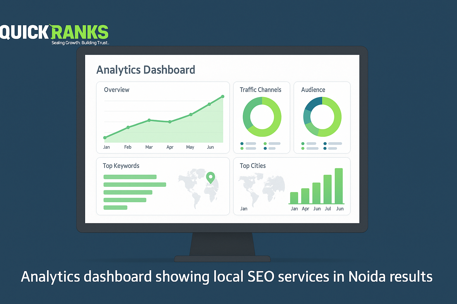 Analytics dashboard showing local seo services in noida results