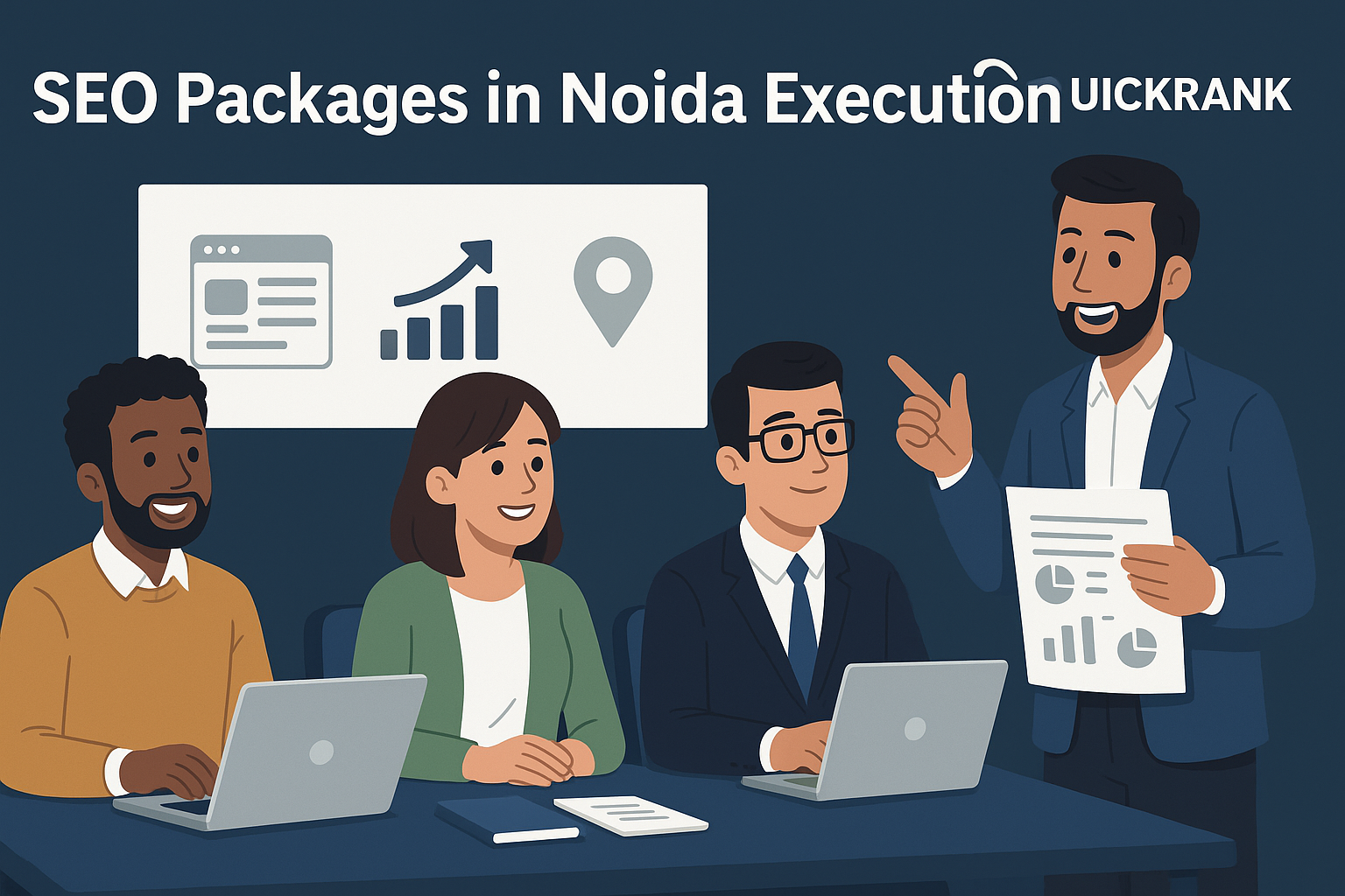 Team implementing seo packages in noida