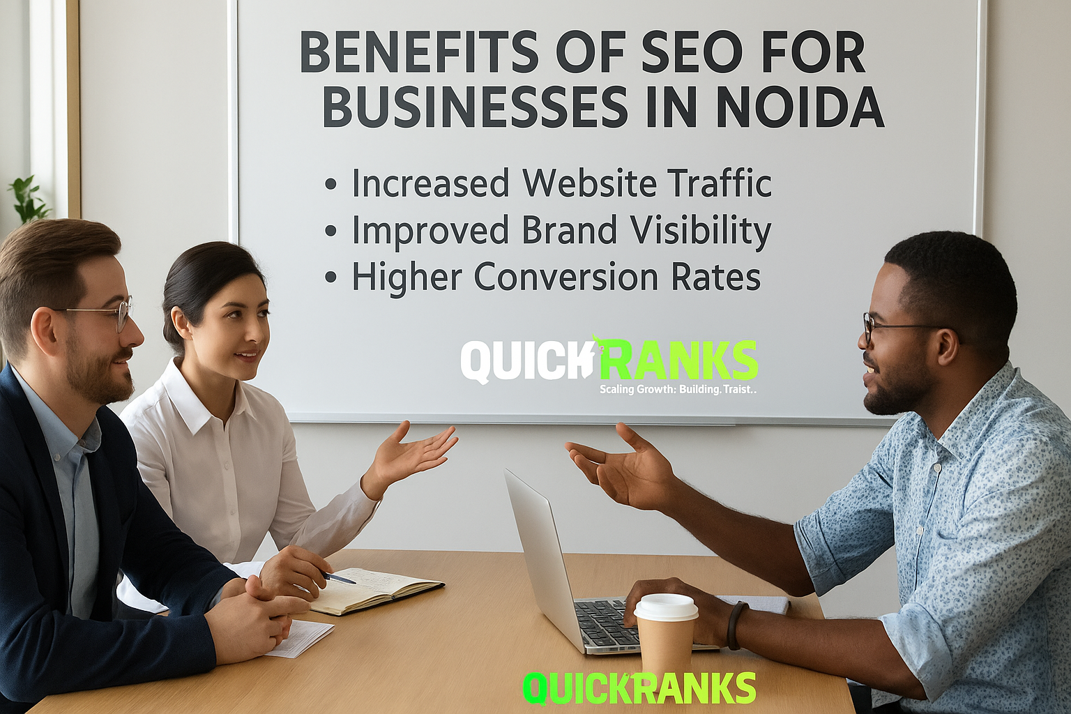 Team implementing benefits of seo for businesses in noida