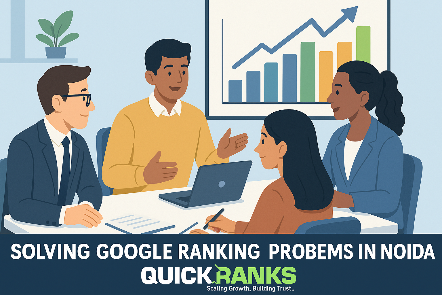 Team implementing SEO strategy in Noida