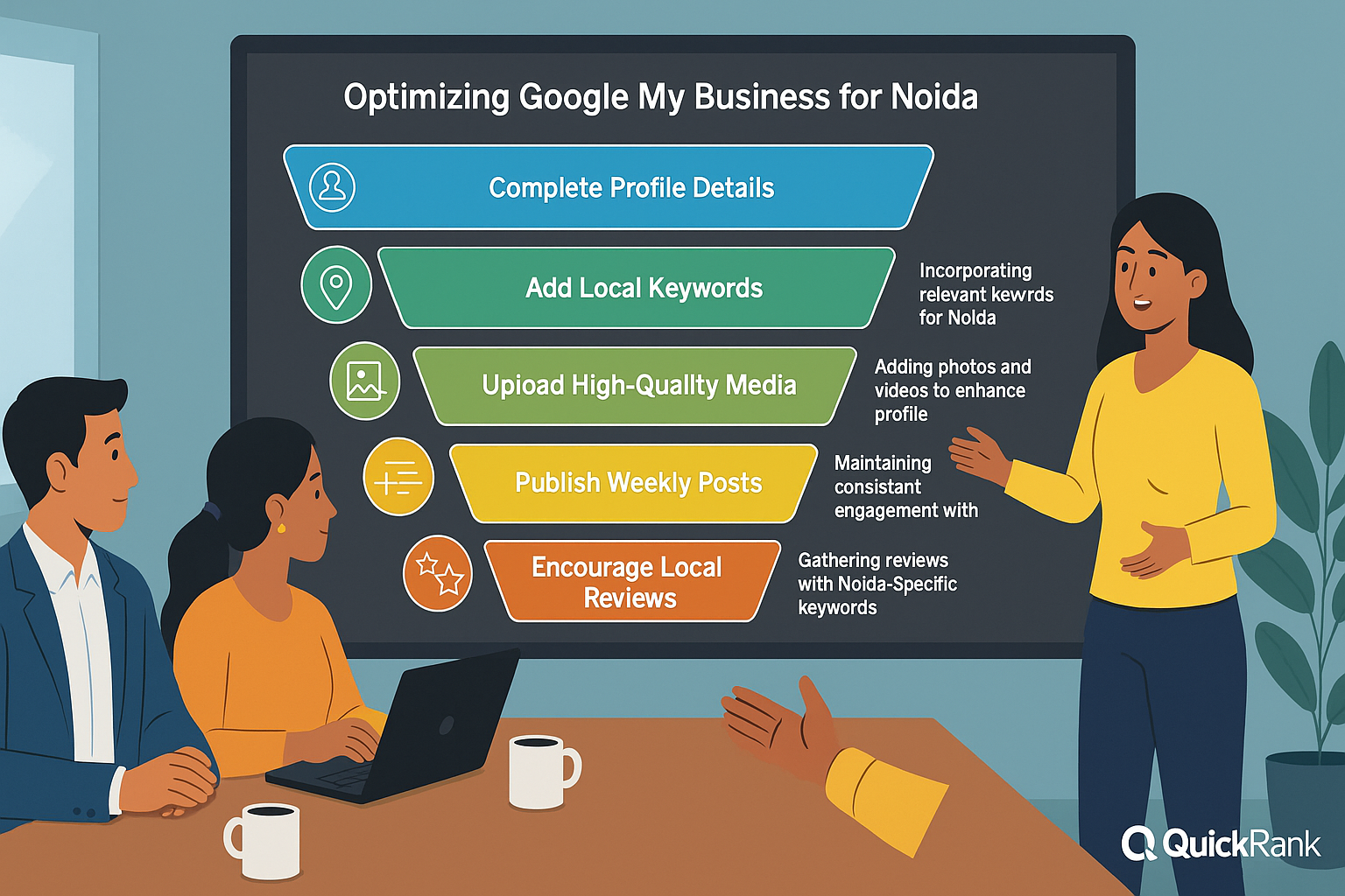 Team implementing google my business optimization noida