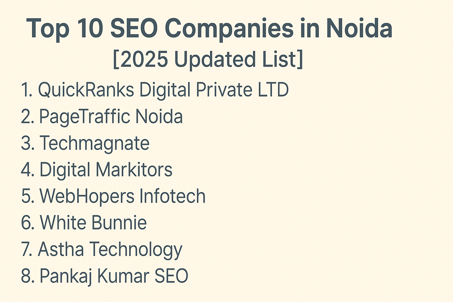 Infographic comparing top 10 SEO companies in Noida 2025