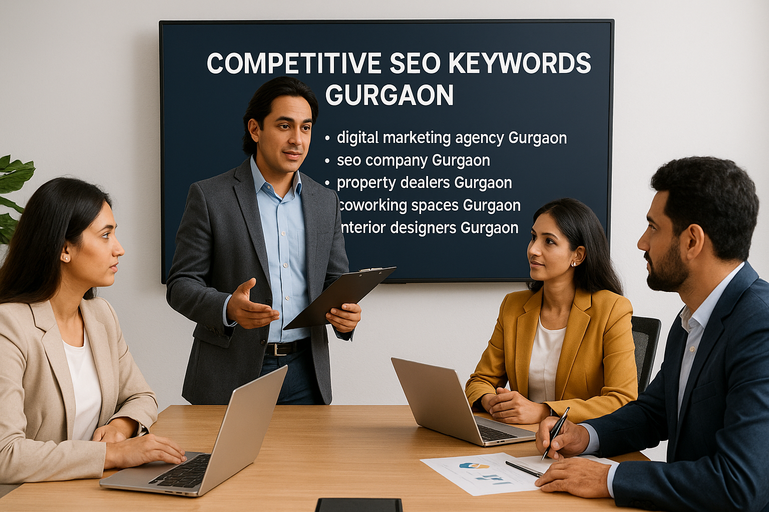 Team implementing competitive SEO keywords Gurgaon