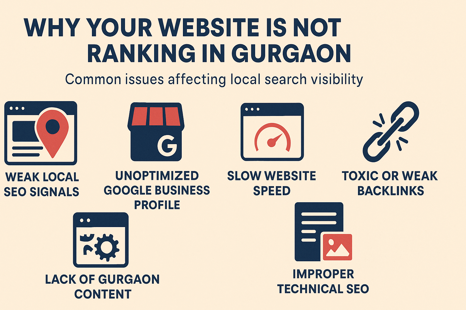 Infographic on why websites don’t rank in Gurgaon