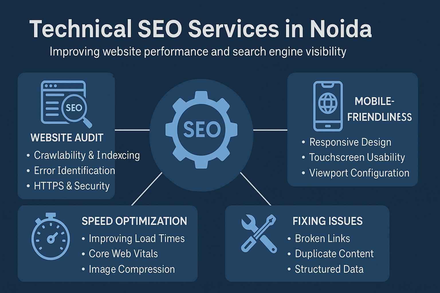 Infographic on technical seo services in noida process